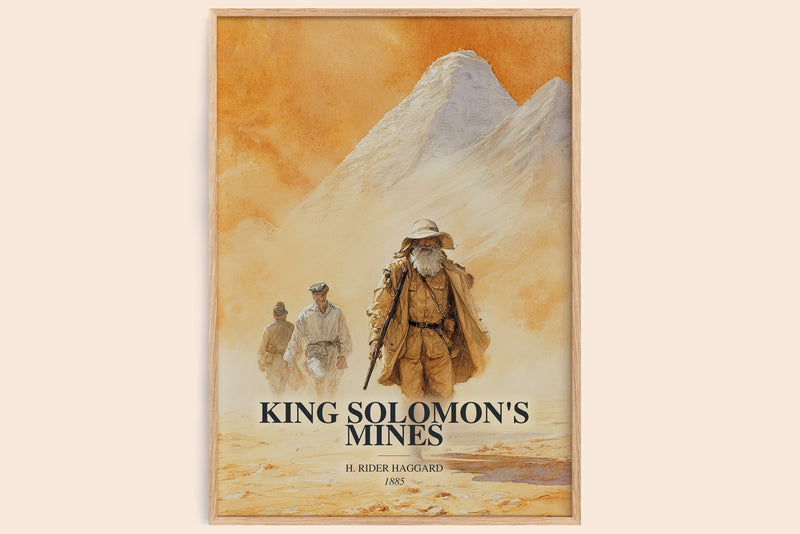 King Solomon'S Mines watercolour book poster by H. Rider Haggard – framed literary art print
