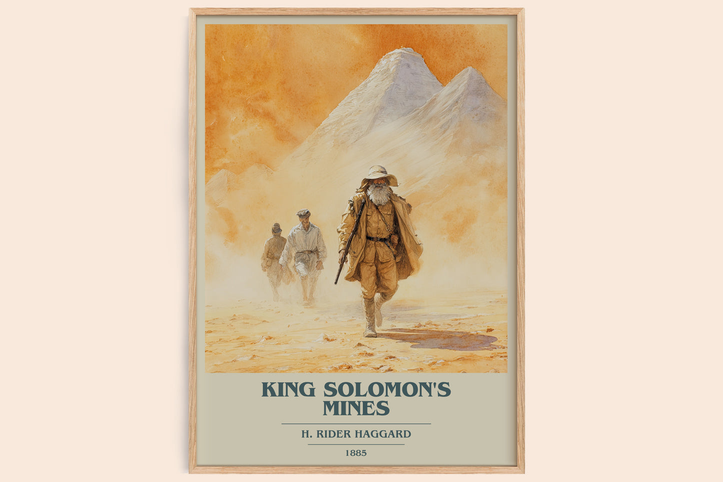 King Solomon's Mines book cover book poster by H. Rider Haggard – framed literary art print