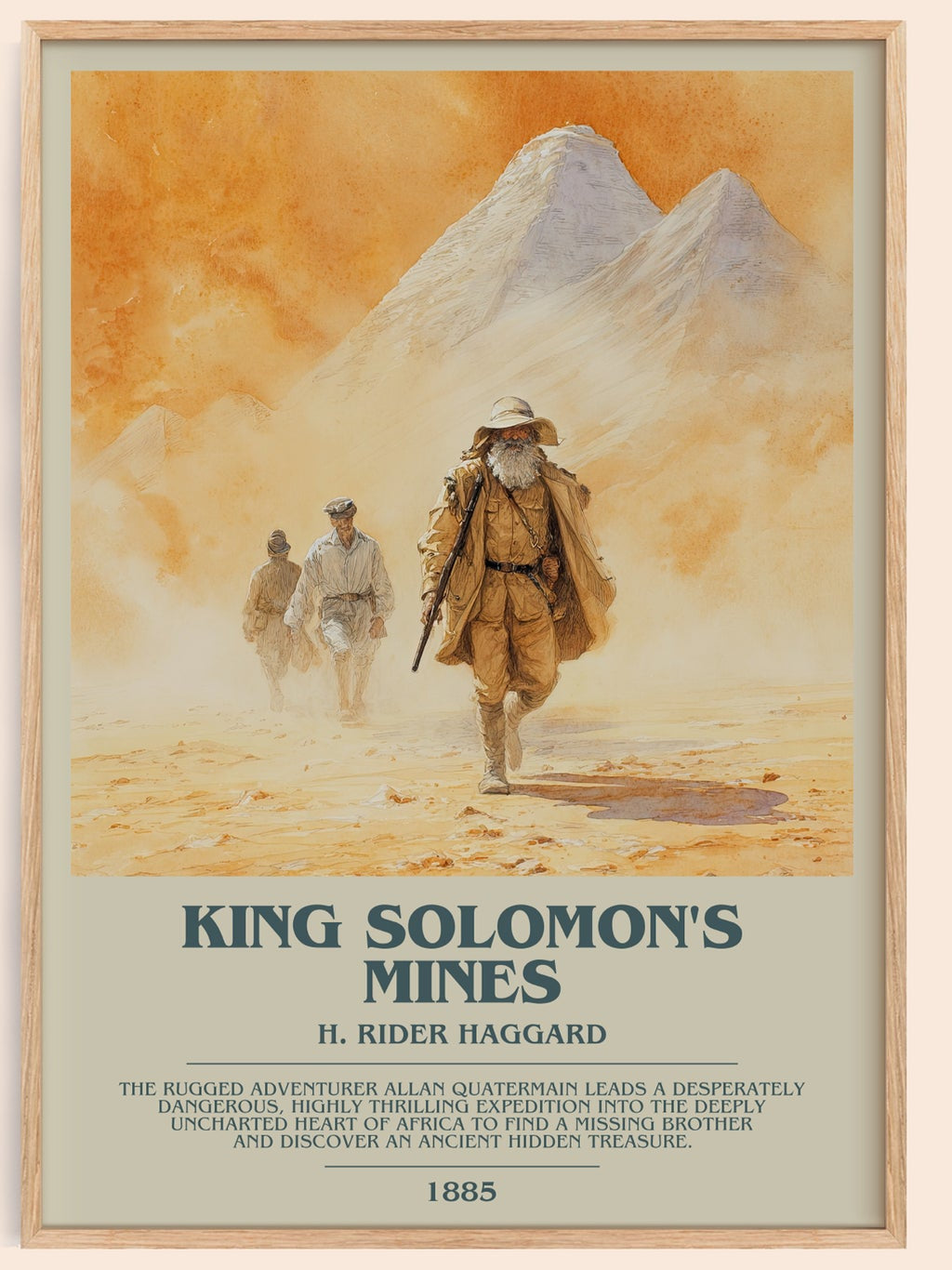King Solomon's Mines bookish book poster by H. Rider Haggard – framed literary art print