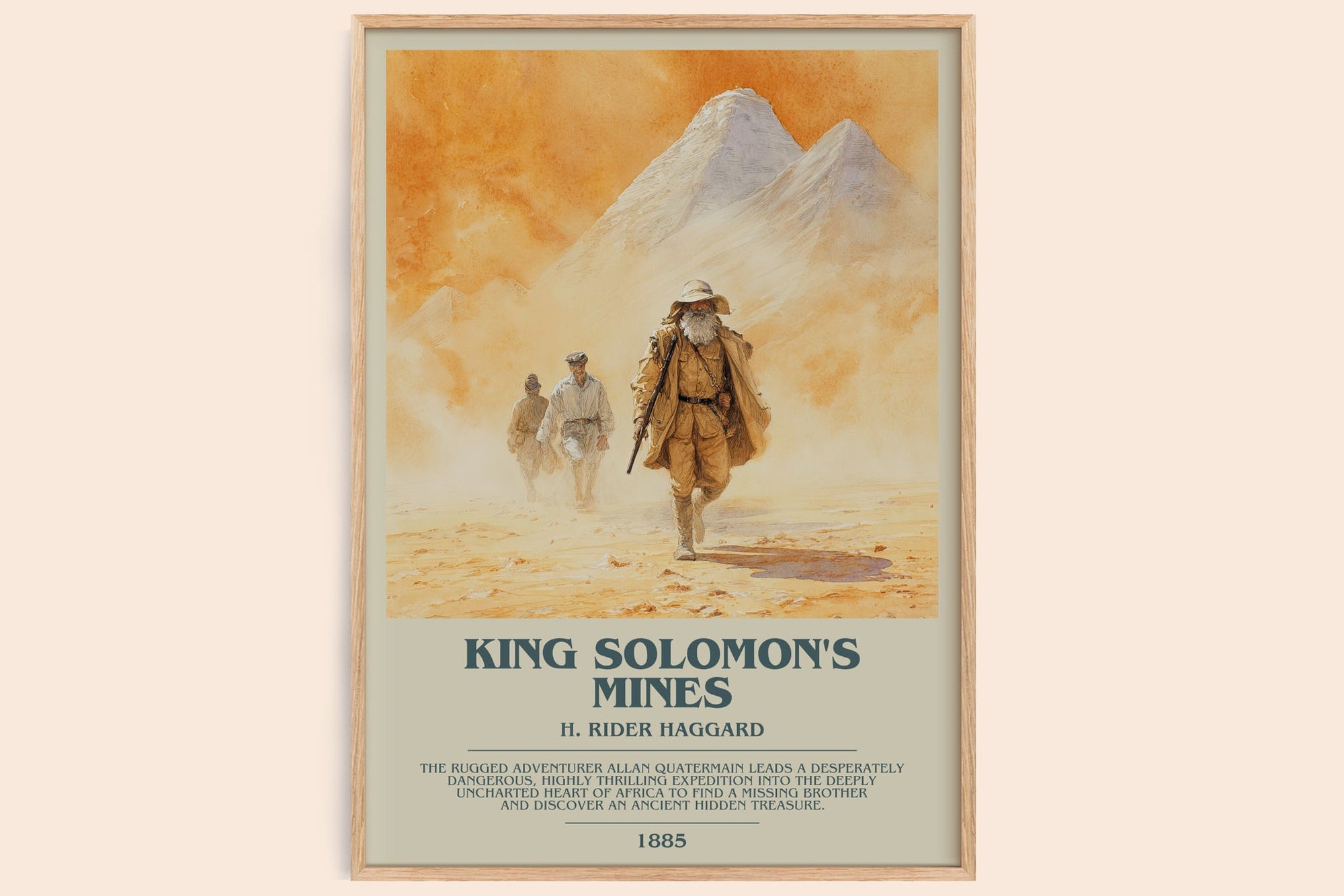 King Solomon's Mines bookish book poster by H. Rider Haggard – framed literary art print