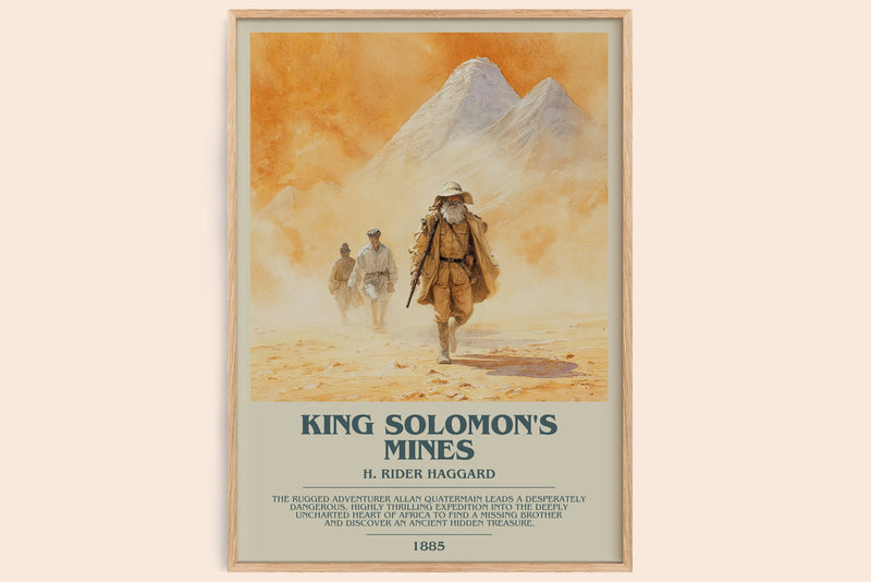 King Solomon's Mines bookish book poster by H. Rider Haggard – framed literary art print