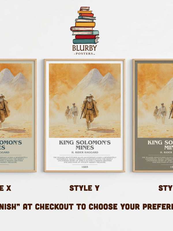 King Solomon's Mines bookish print in frame leaning in hallway – classic literature wall art