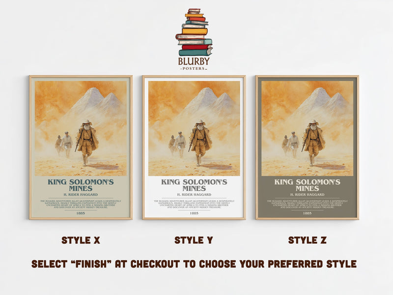 King Solomon's Mines bookish print in frame leaning in hallway – classic literature wall art