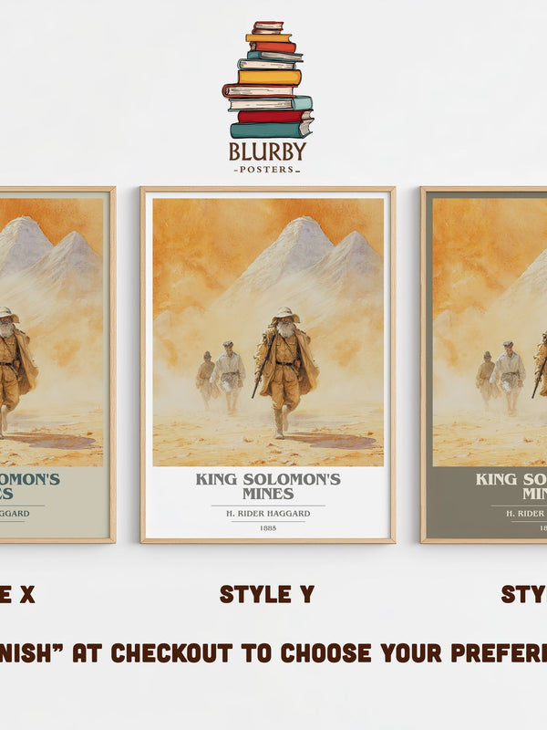 King Solomon's Mines book cover print in frame leaning in hallway – classic literature wall art
