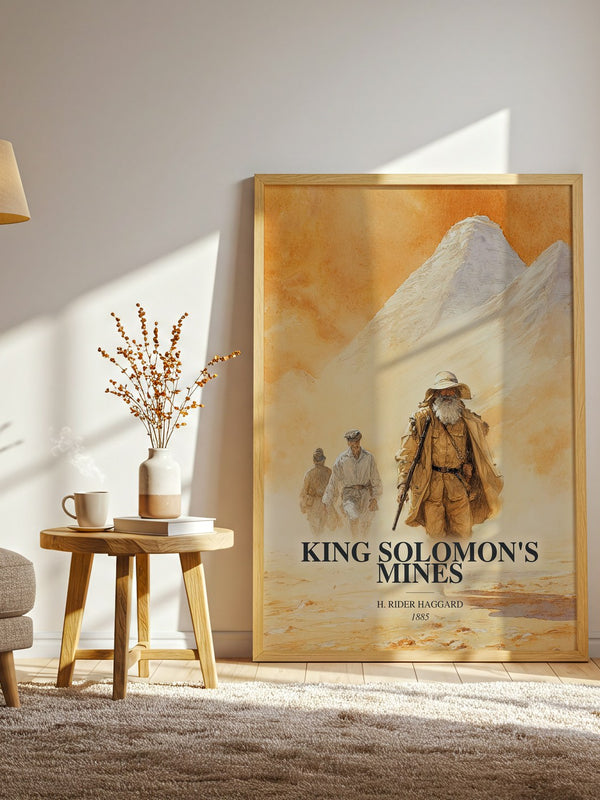 King Solomon'S Mines watercolour print in frame leaning in hallway – adventure wall art