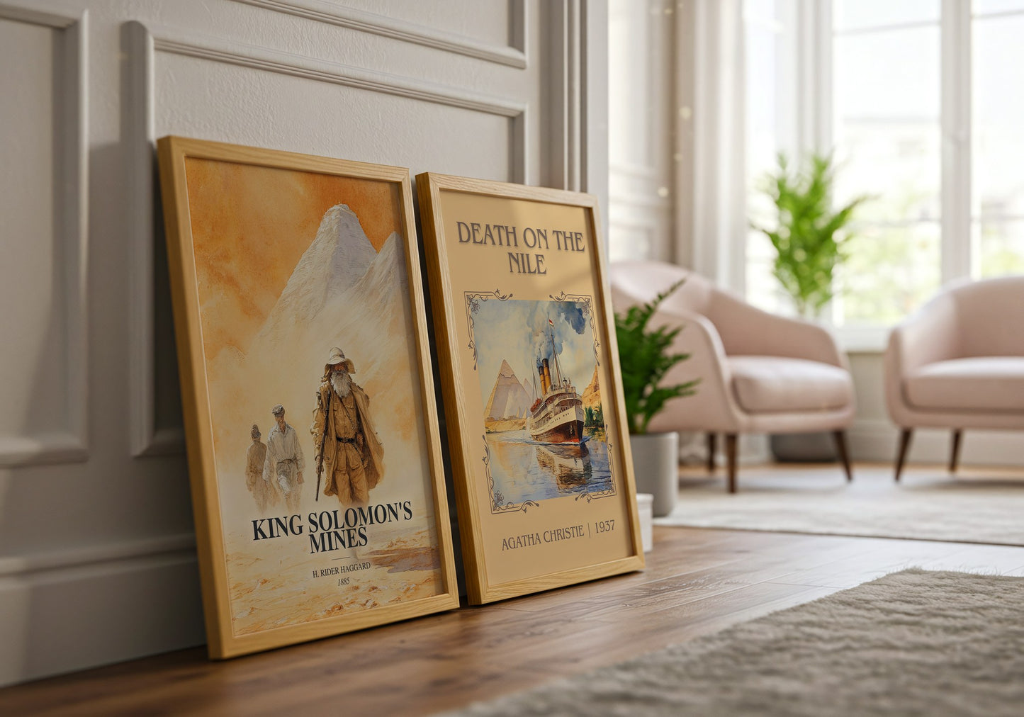King Solomon'S Mines watercolour print framed by window – literary home decor