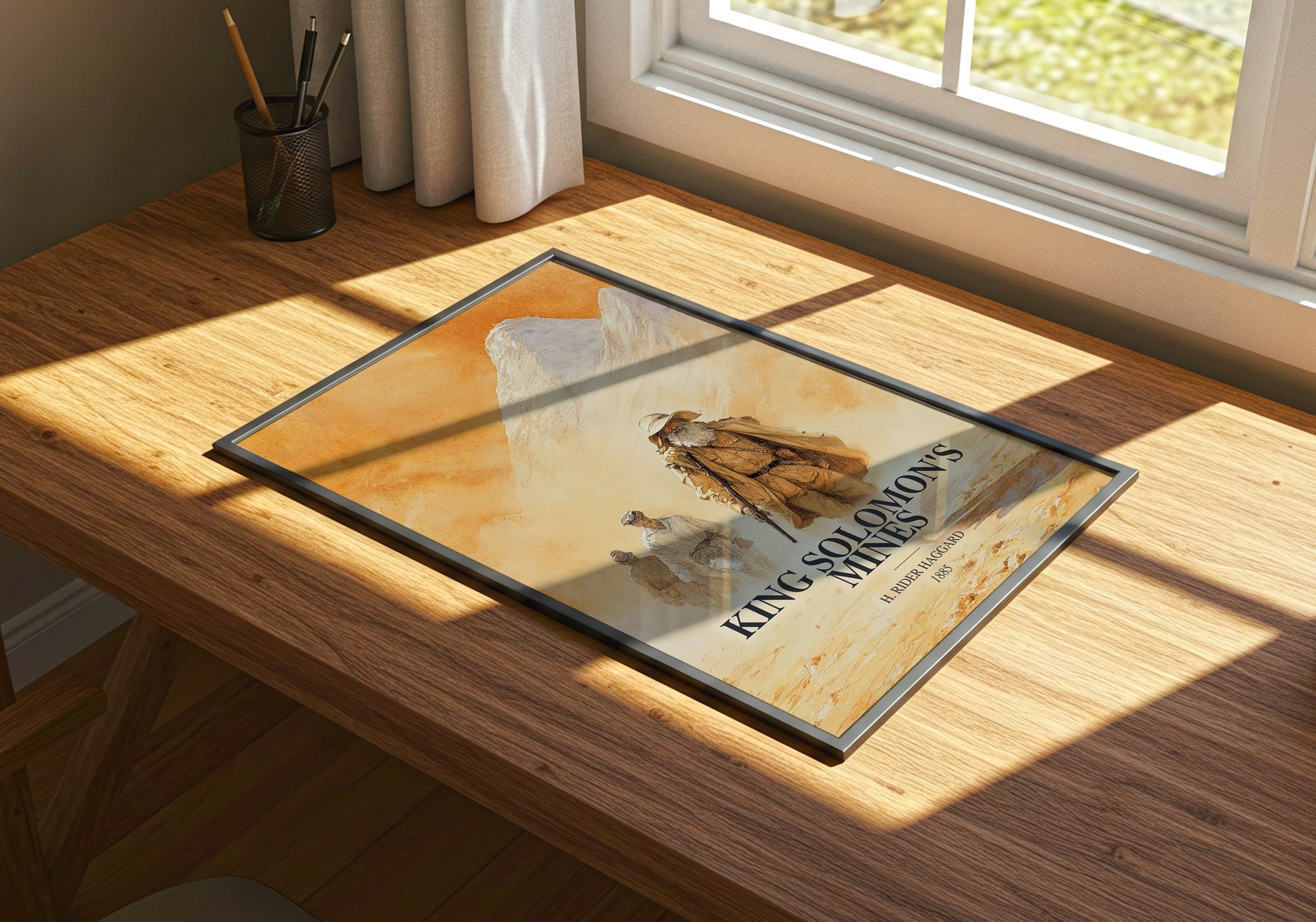 King Solomon'S Mines watercolour book poster framed on wall – adventure wall art