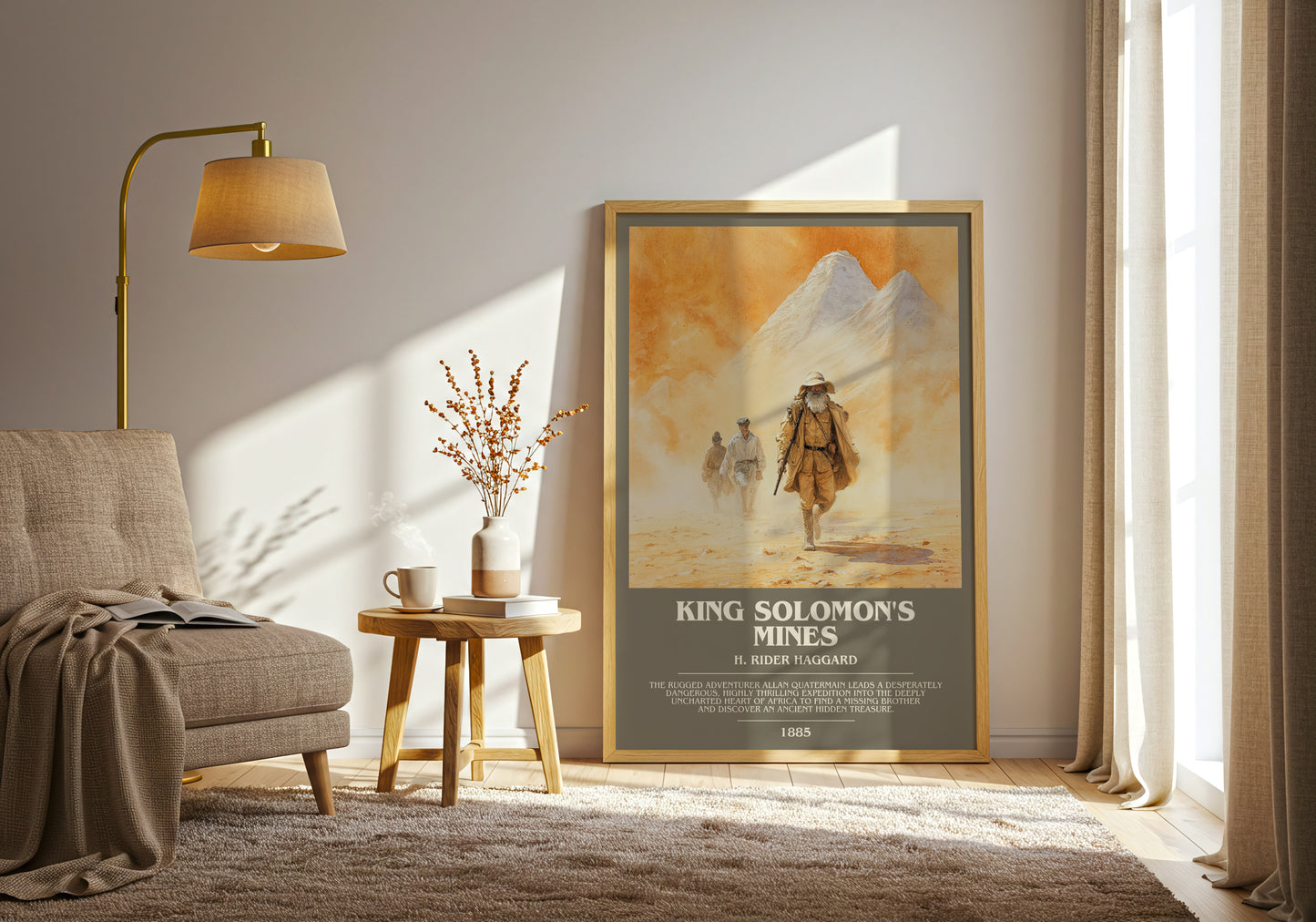 King Solomon's Mines bookish print on bookshelf – H. Rider Haggard fan gift