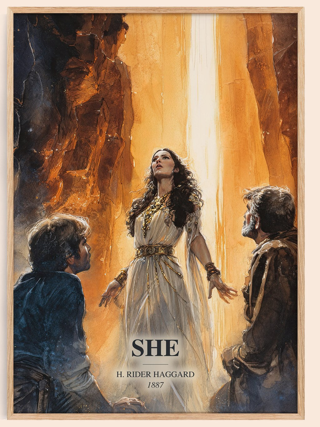 She watercolour book poster by H. Rider Haggard – framed literary art print