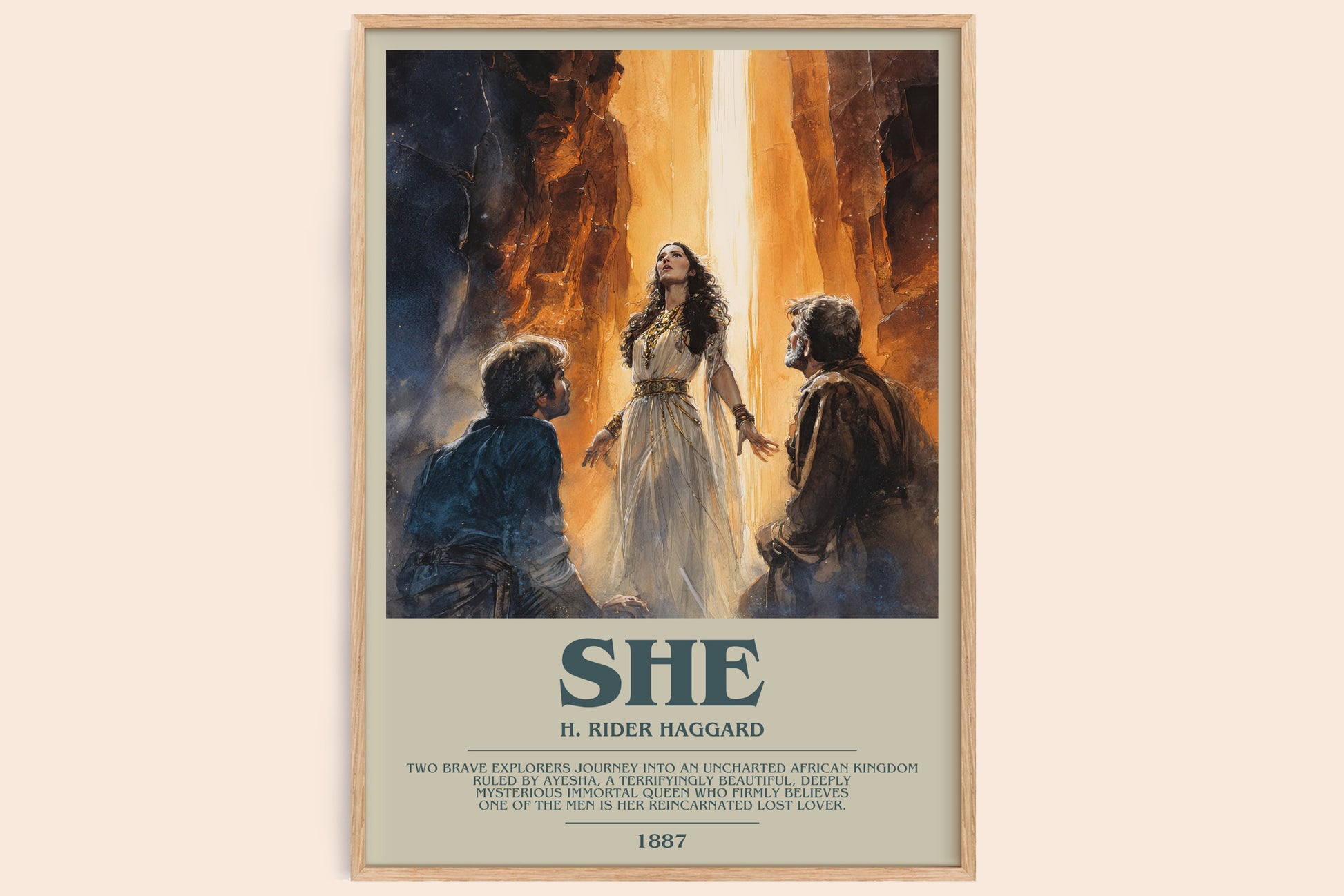 She bookish book poster by H. Rider Haggard – framed literary art print