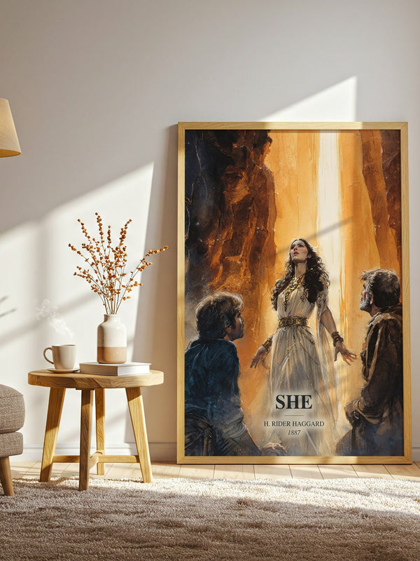 She watercolour print in frame leaning in hallway – adventure wall art