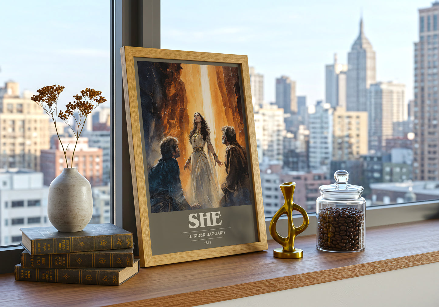 She book cover print framed by window – literary home decor