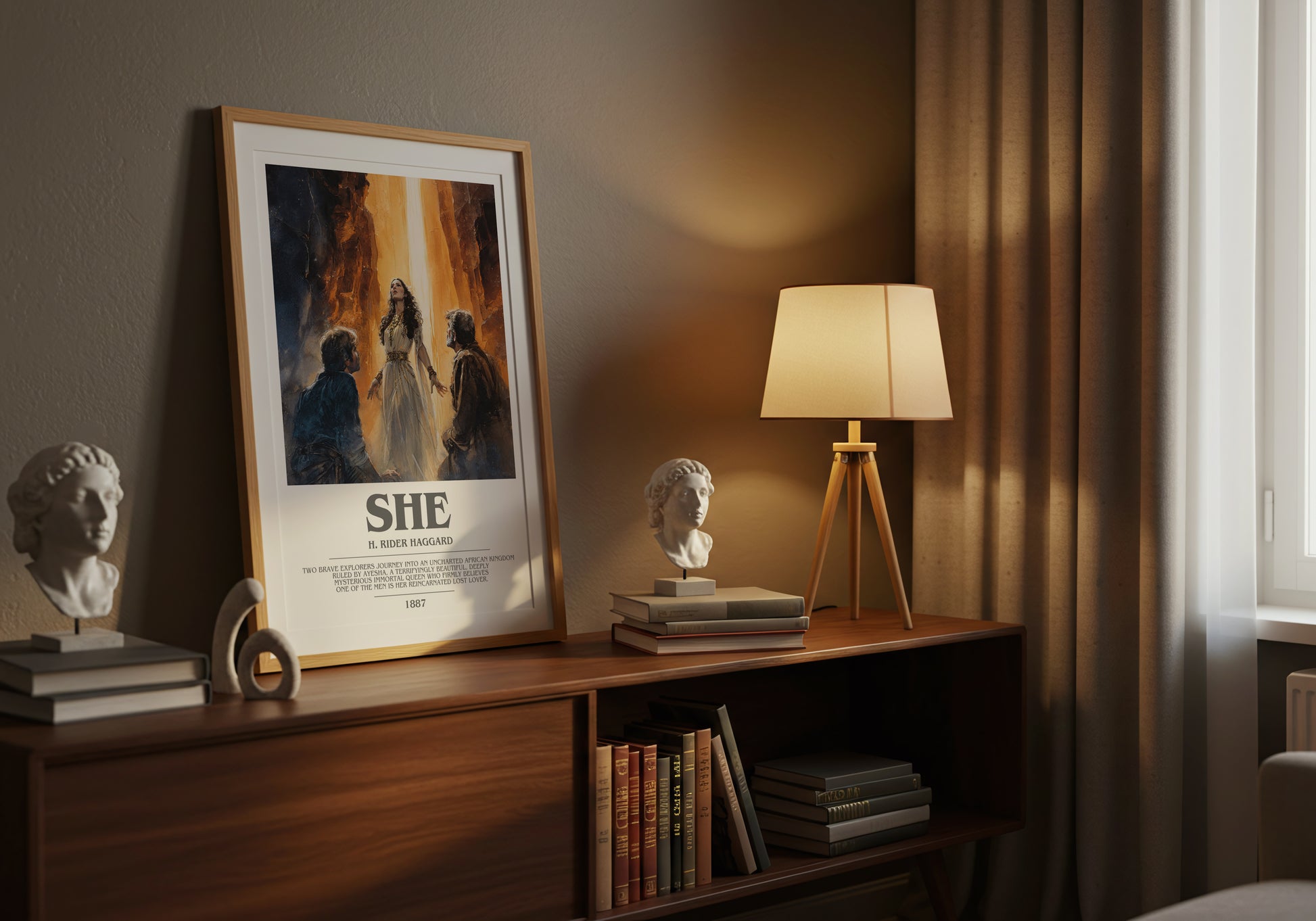 She bookish book poster framed on wall – gothic wall art