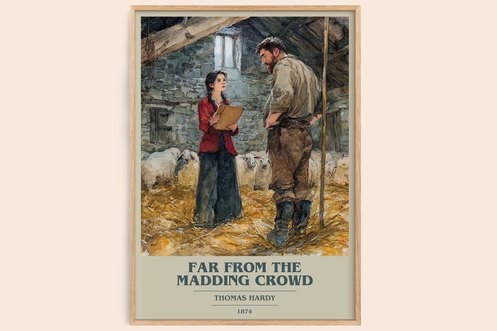 Far from the Madding Crowd book cover book poster by Thomas Hardy – framed literary art print