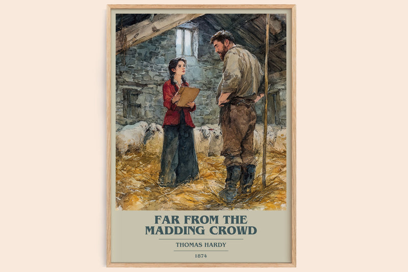 Far from the Madding Crowd book cover book poster by Thomas Hardy – framed literary art print