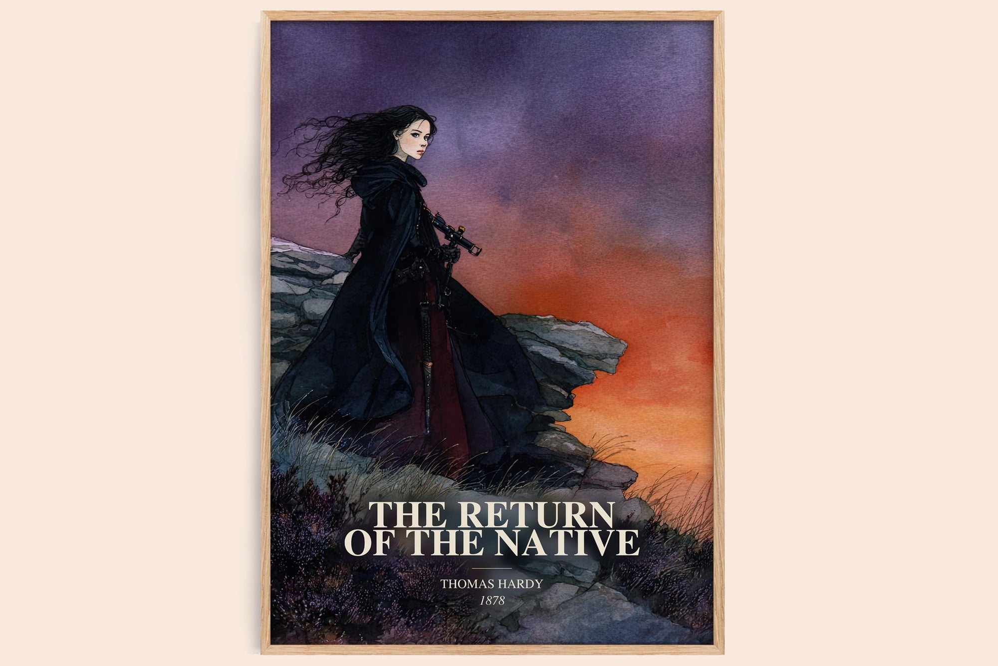 The Return Of The Native watercolour book poster by Thomas Hardy – framed literary art print