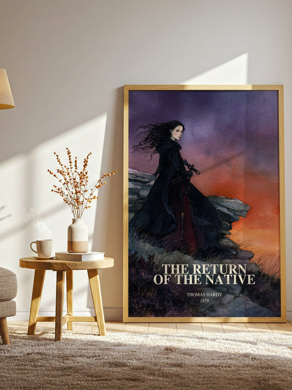The Return Of The Native watercolour print in frame leaning in hallway – classic literature wall art