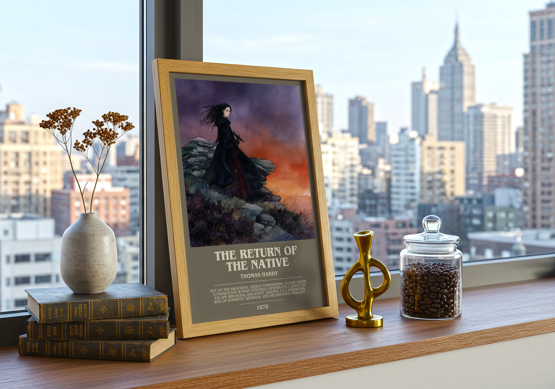 The Return of the Native bookish print framed by window – literary home decor