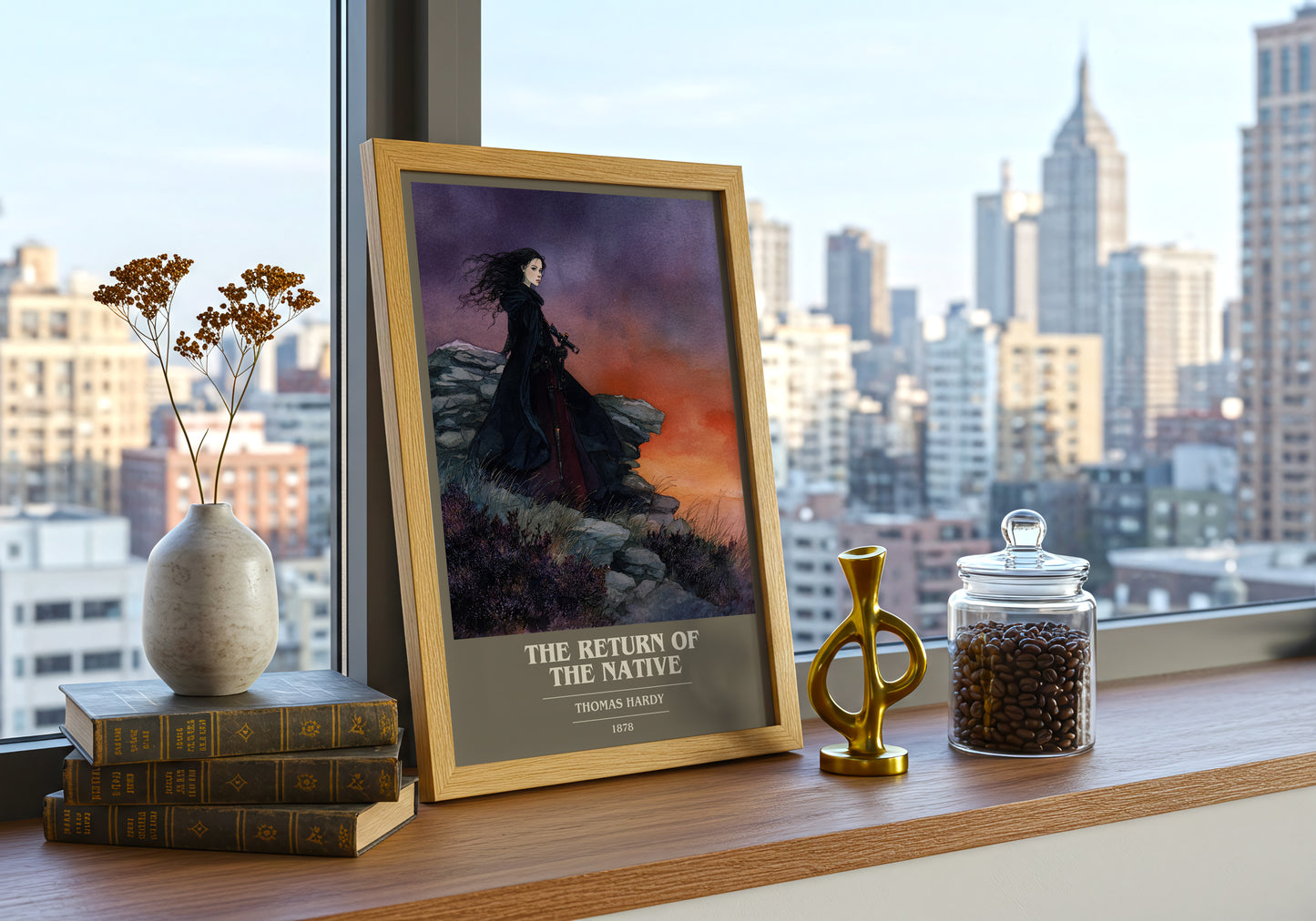 The Return of the Native book cover print framed by window – literary home decor