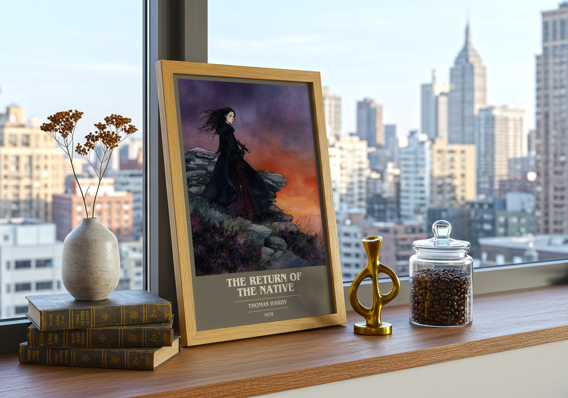 The Return of the Native book cover print framed by window – literary home decor