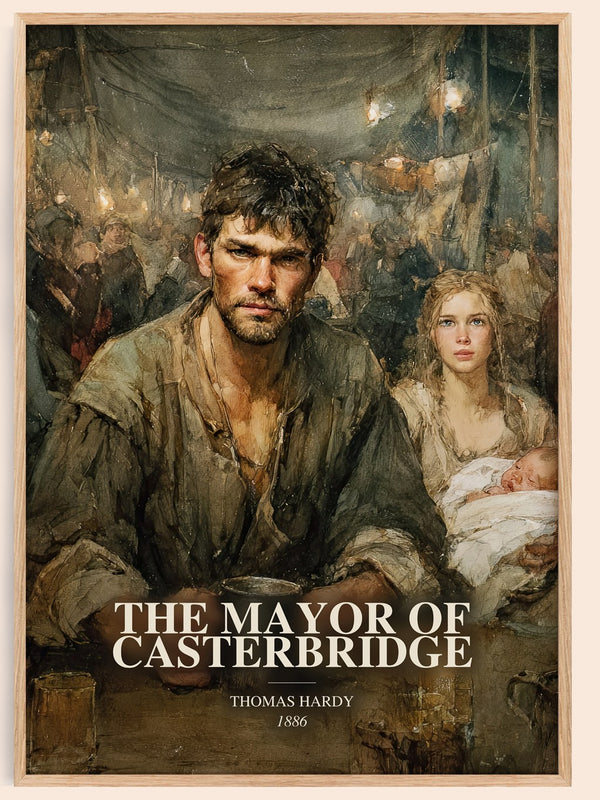 The Mayor Of Casterbridge watercolour book poster by Thomas Hardy – framed literary art print