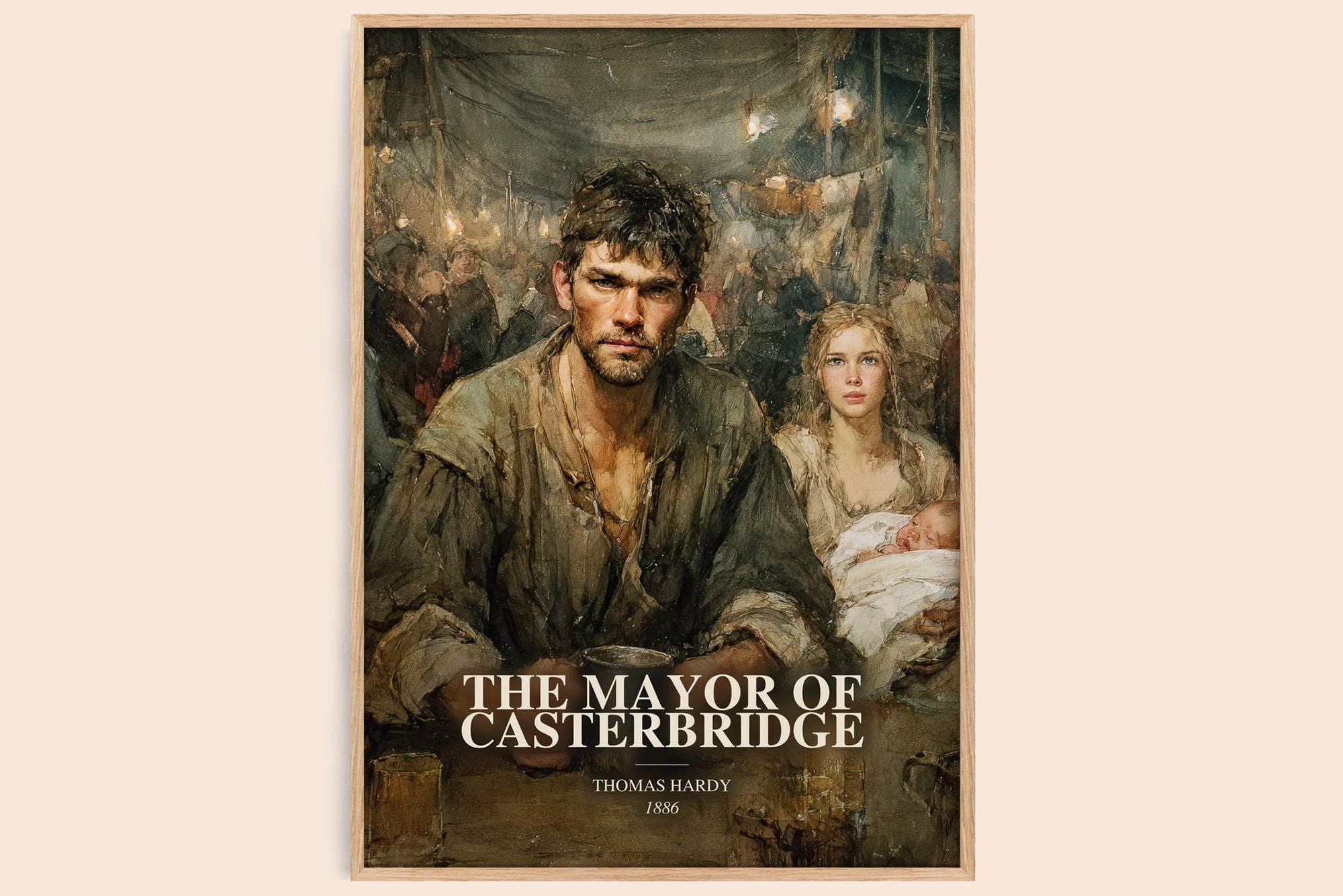The Mayor Of Casterbridge watercolour book poster by Thomas Hardy – framed literary art print
