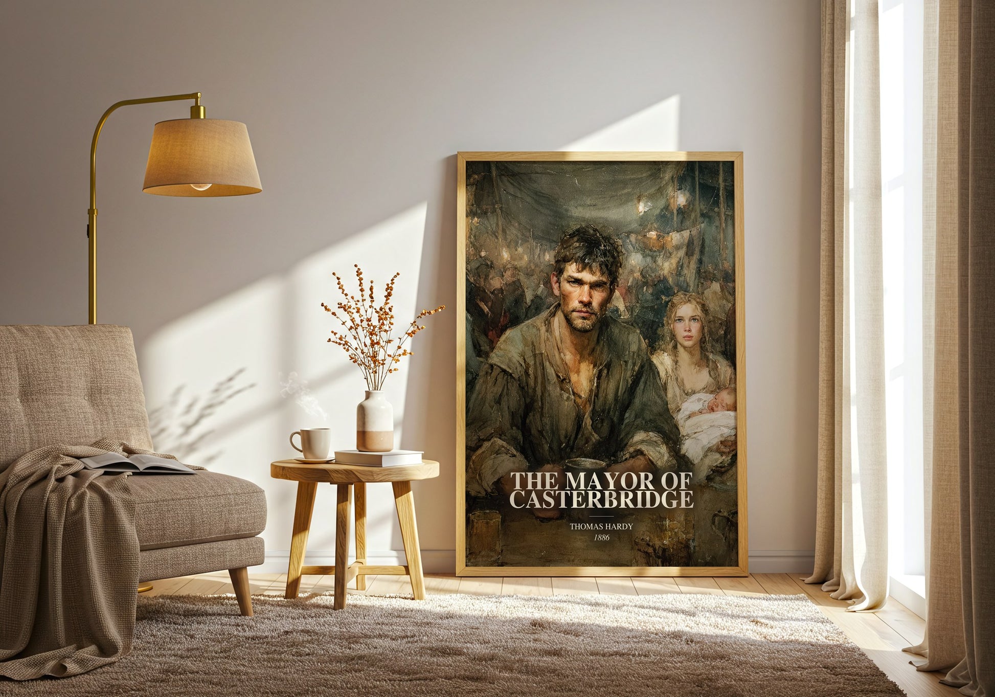 The Mayor Of Casterbridge watercolour print in frame leaning in hallway – classic literature wall art