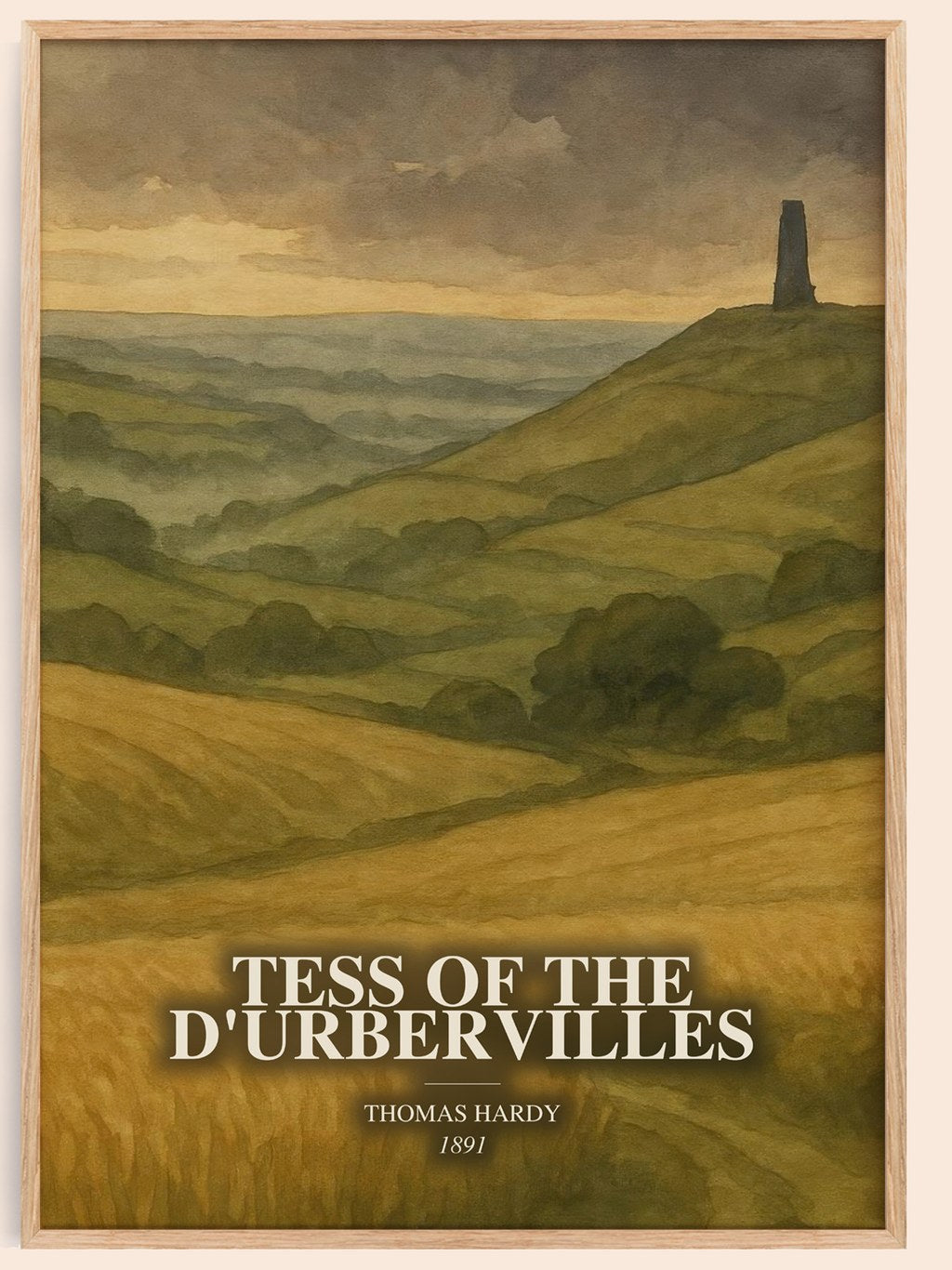 Tess Of The D'Urbervilles watercolour book poster by Thomas Hardy – framed literary art print