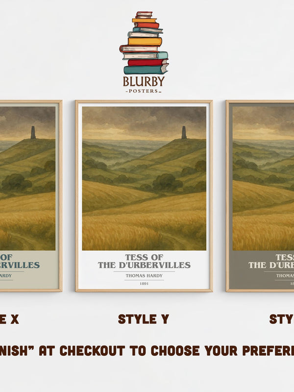 Tess of the D'Urbervilles book cover print in frame leaning in hallway – classic literature wall art