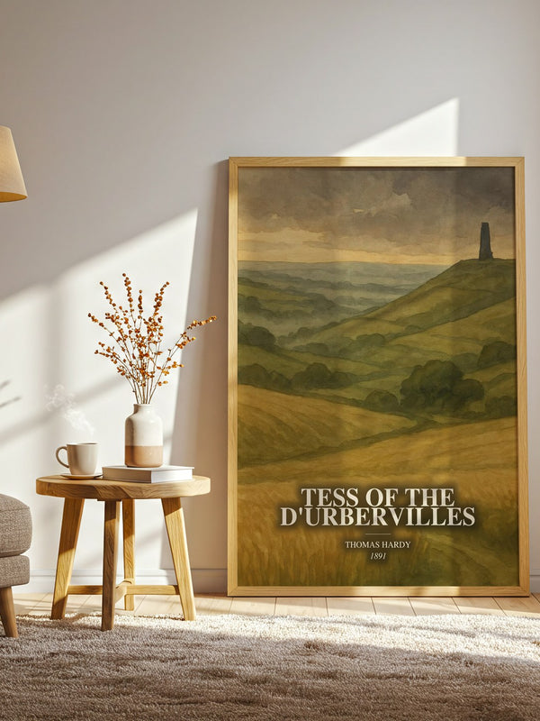 Tess Of The D'Urbervilles watercolour print in frame leaning in hallway – classic literature wall art