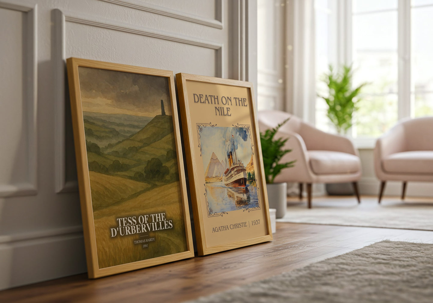 Tess Of The D'Urbervilles watercolour print framed by window – literary home decor