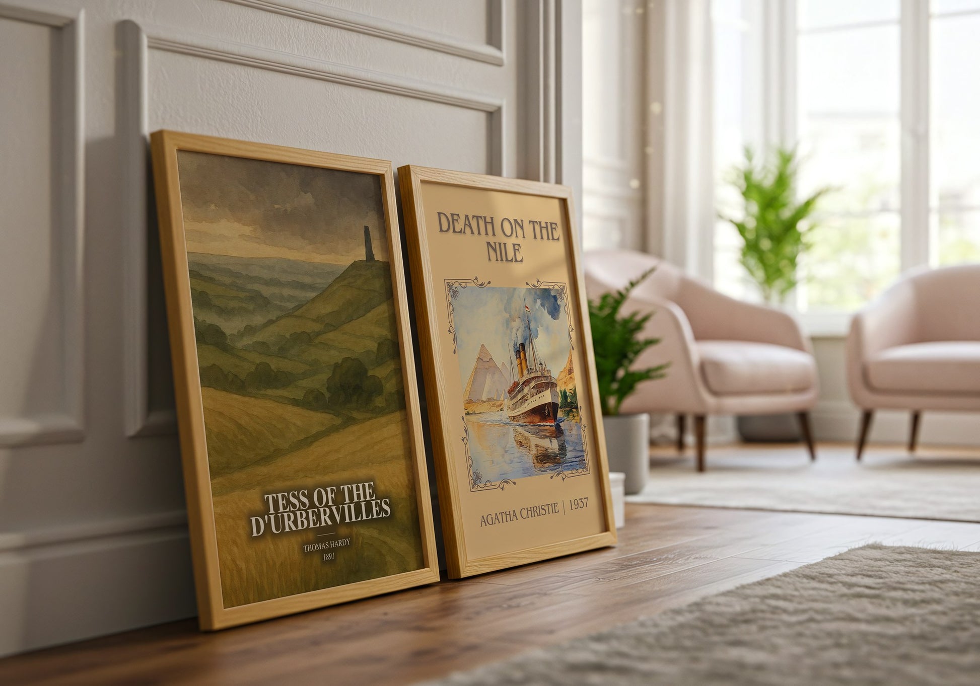 Tess Of The D'Urbervilles watercolour print framed by window – literary home decor