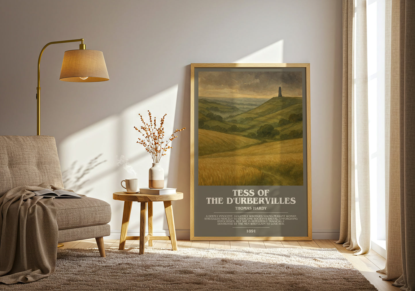 Tess of the D'Urbervilles bookish print on bookshelf – Thomas Hardy fan gift
