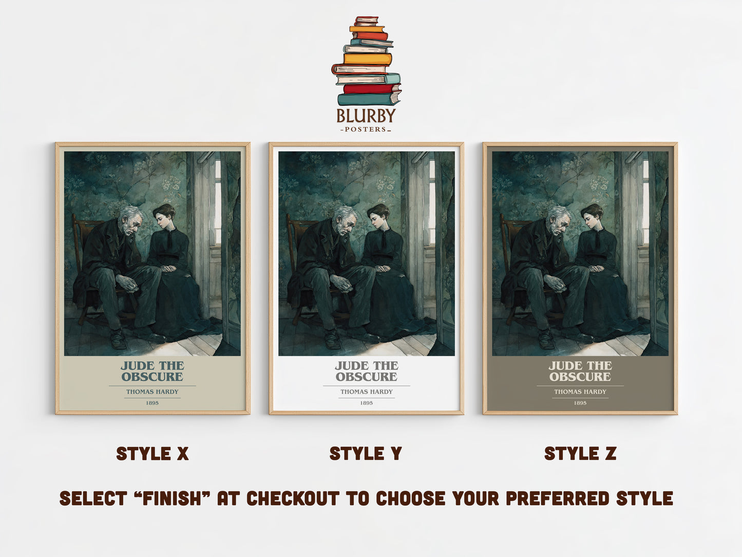 Jude the Obscure book cover print in frame leaning in hallway – classic literature wall art