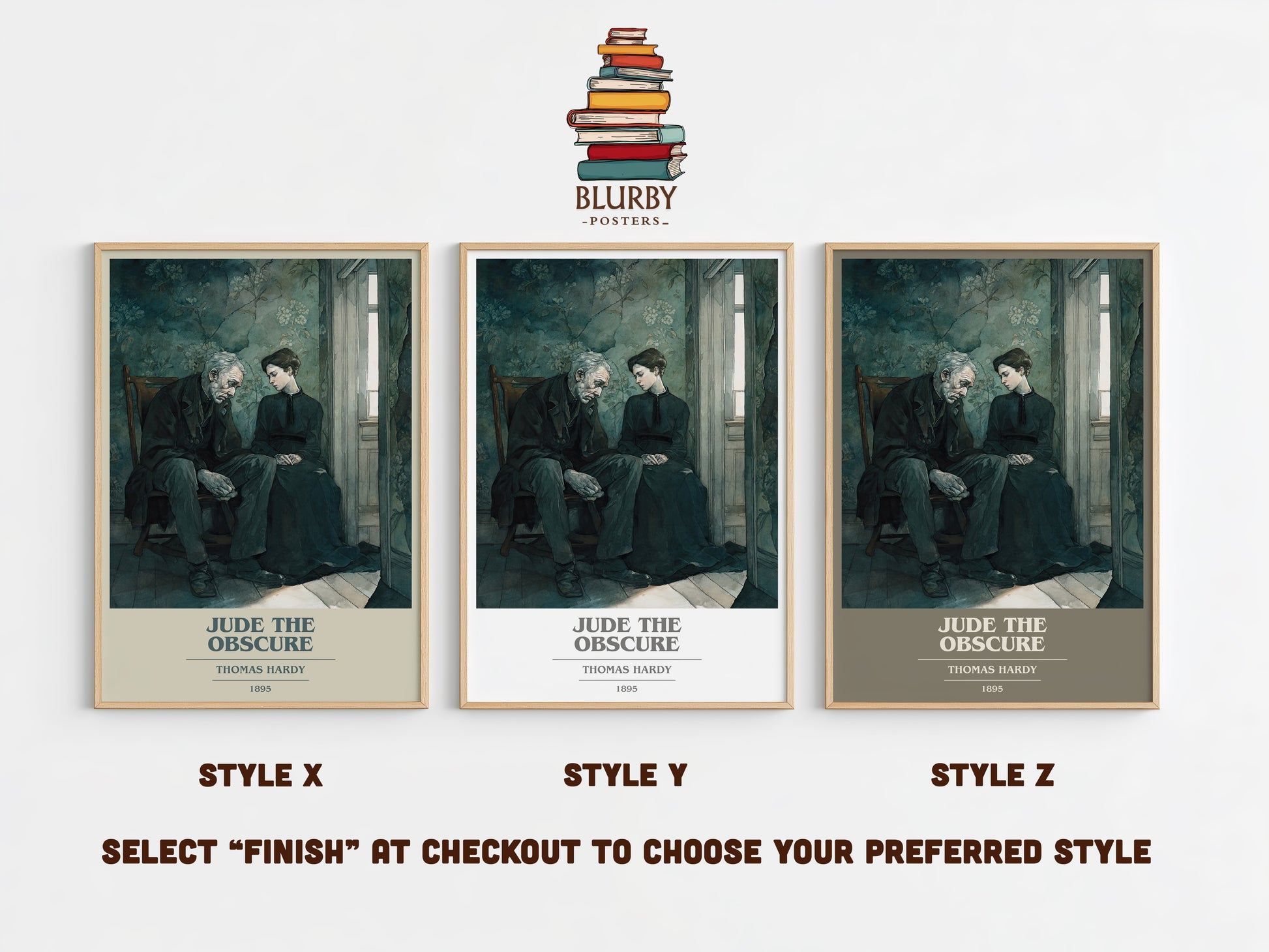 Jude the Obscure book cover print in frame leaning in hallway – classic literature wall art