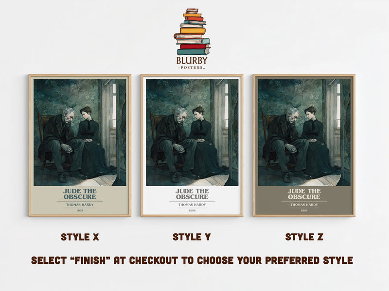 Jude the Obscure book cover print in frame leaning in hallway – classic literature wall art