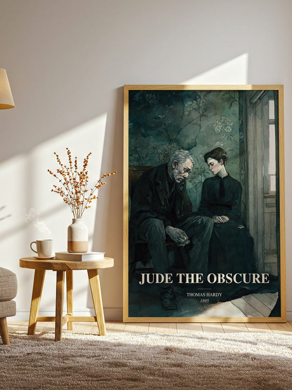 Jude The Obscure watercolour print in frame leaning in hallway – classic literature wall art