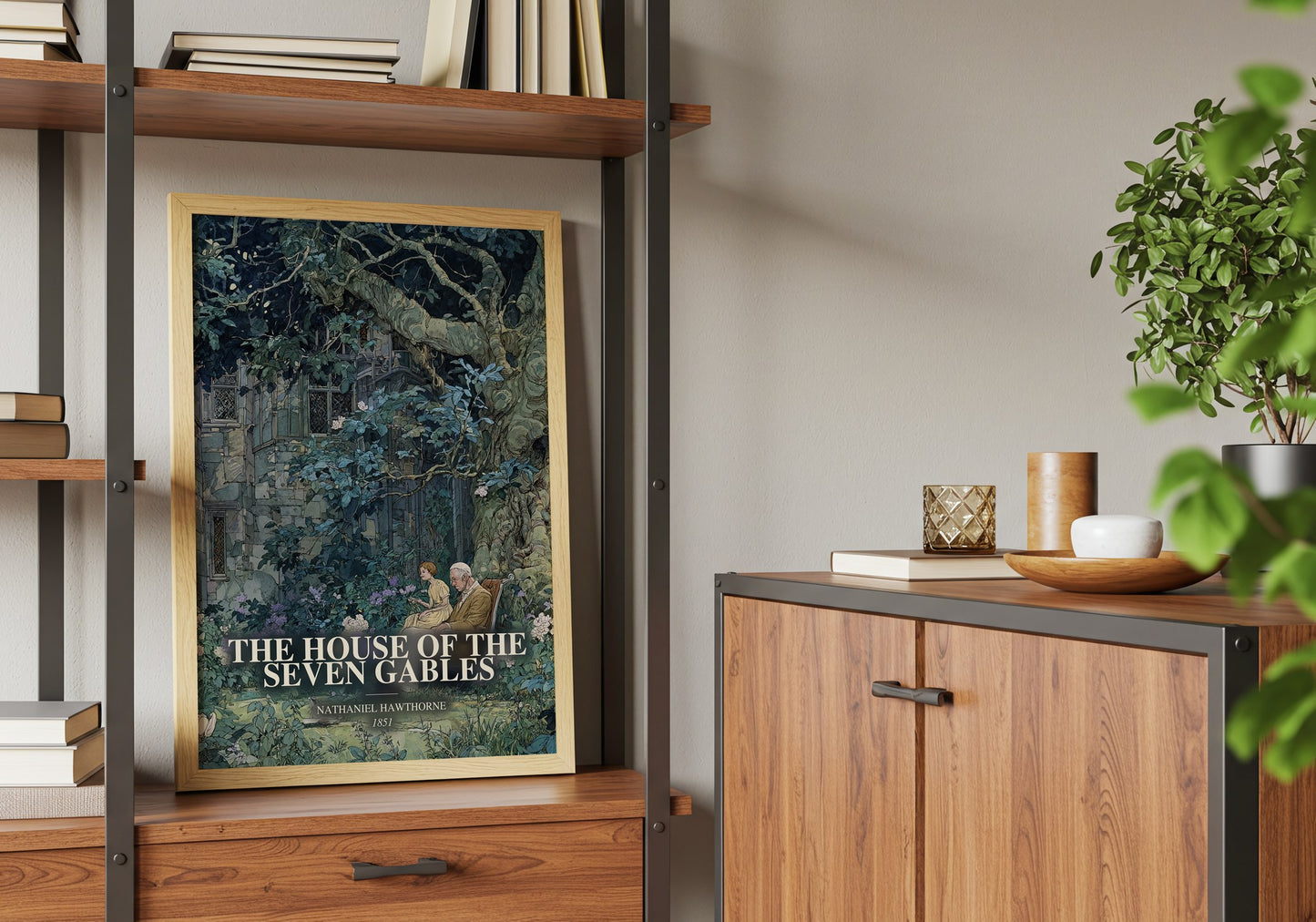 The House Of The Seven Gables book watercolour illustration paper finish options – matte satin gloss