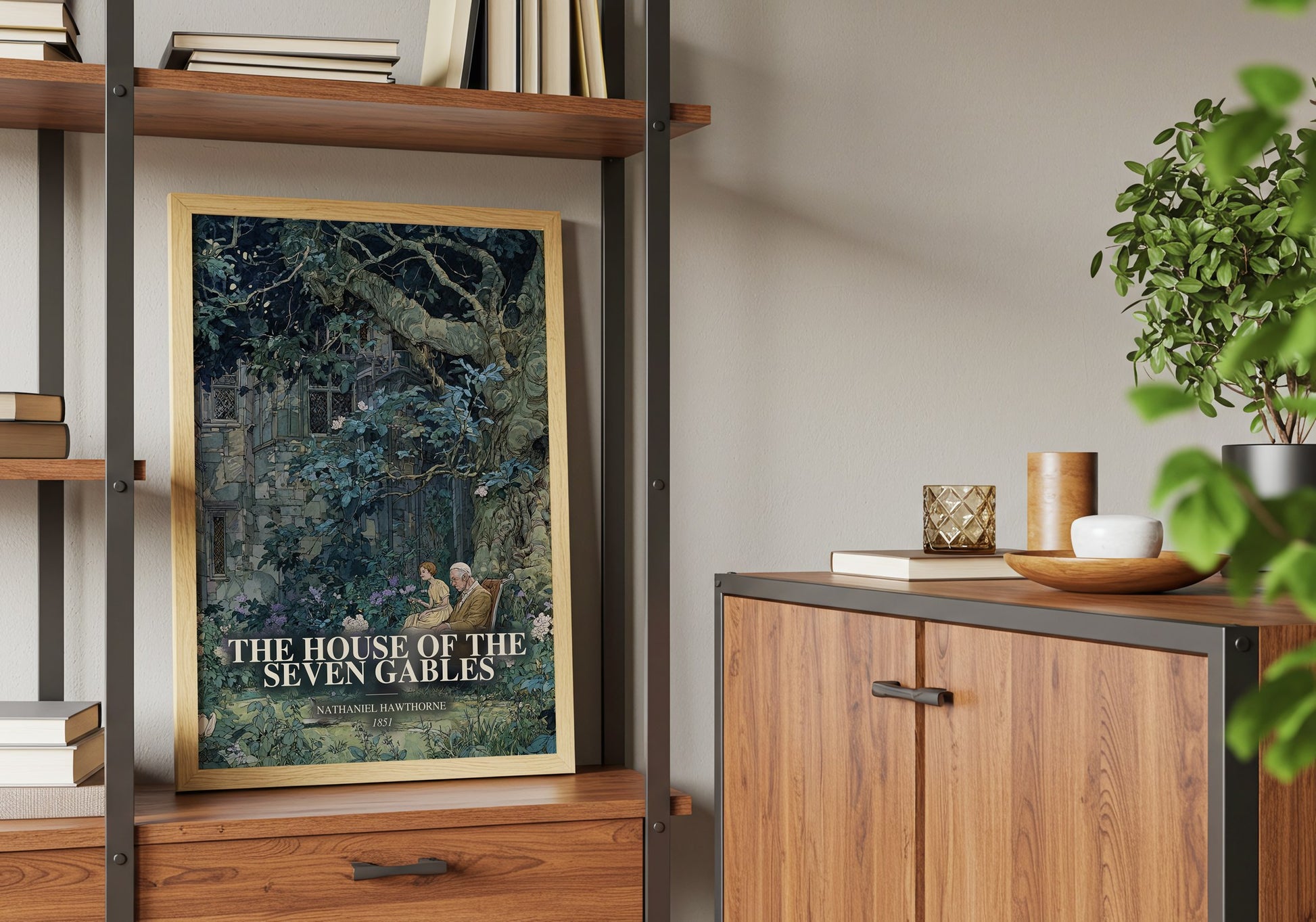 The House Of The Seven Gables book watercolour illustration paper finish options – matte satin gloss