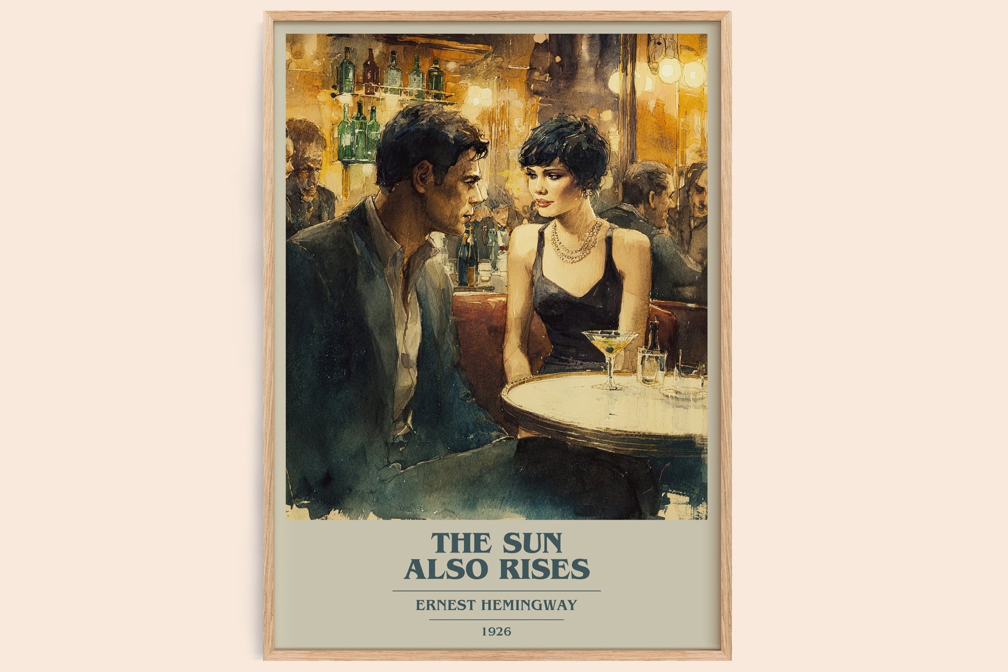 The Sun Also Rises book cover book poster by Ernest Hemingway – framed literary art print