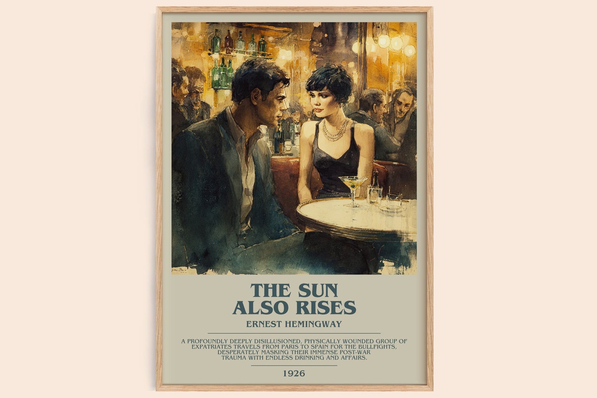 The Sun Also Rises bookish book poster by Ernest Hemingway – framed literary art print