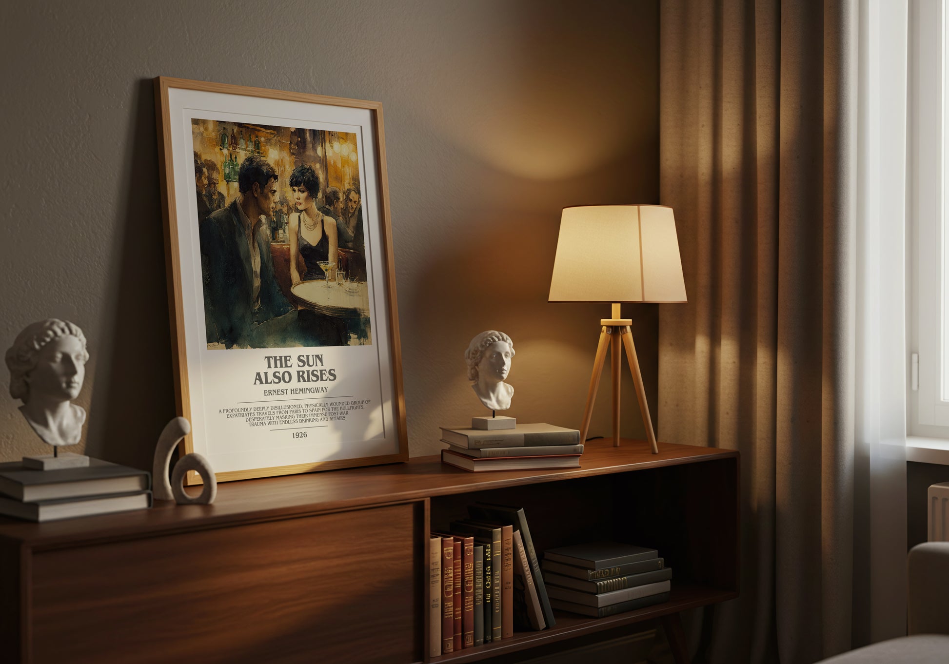 The Sun Also Rises bookish book poster framed on wall – classic literature wall art