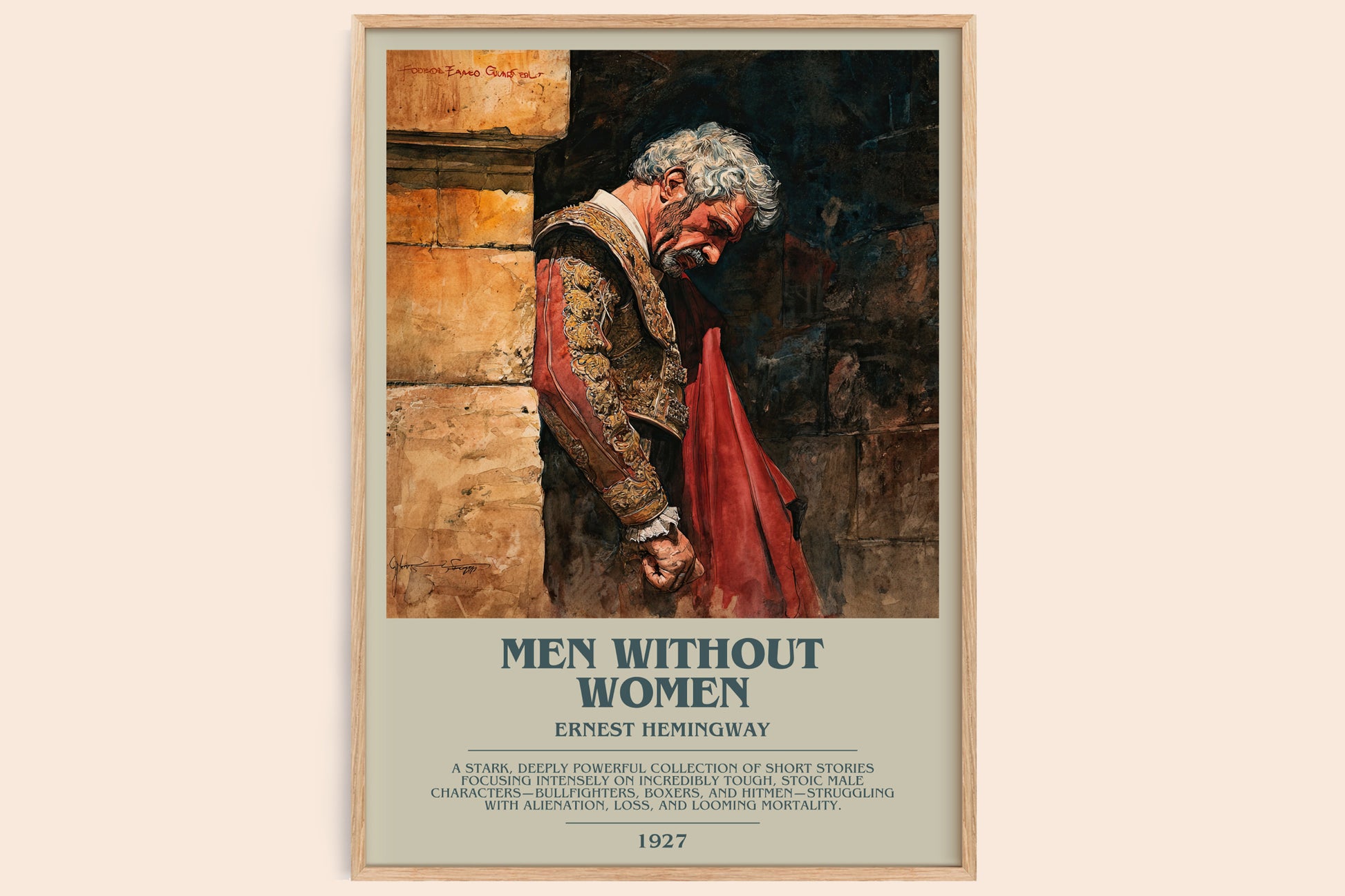 Men Without Women bookish book poster by Ernest Hemingway – framed literary art print