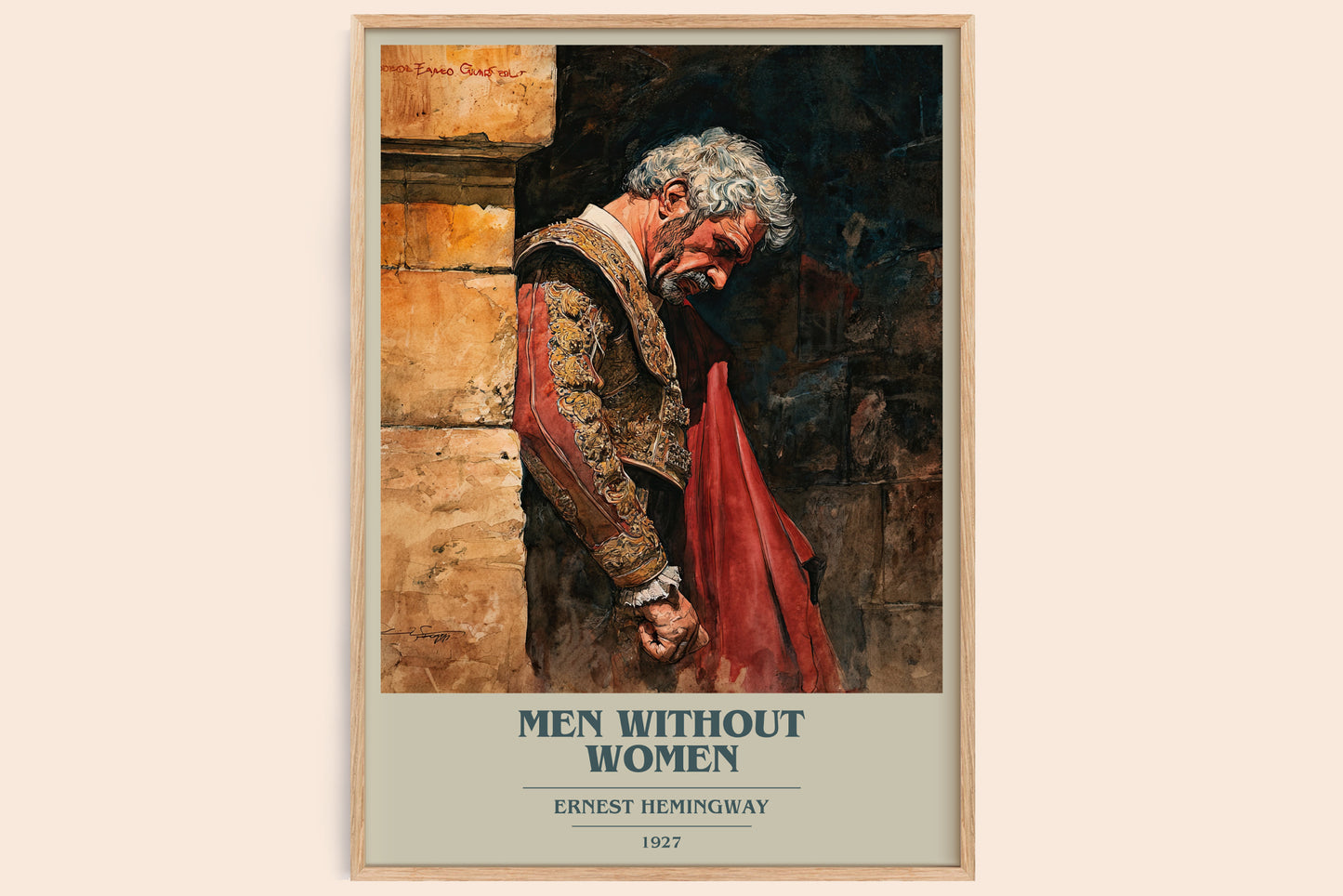 Men Without Women book cover book poster by Ernest Hemingway – framed literary art print
