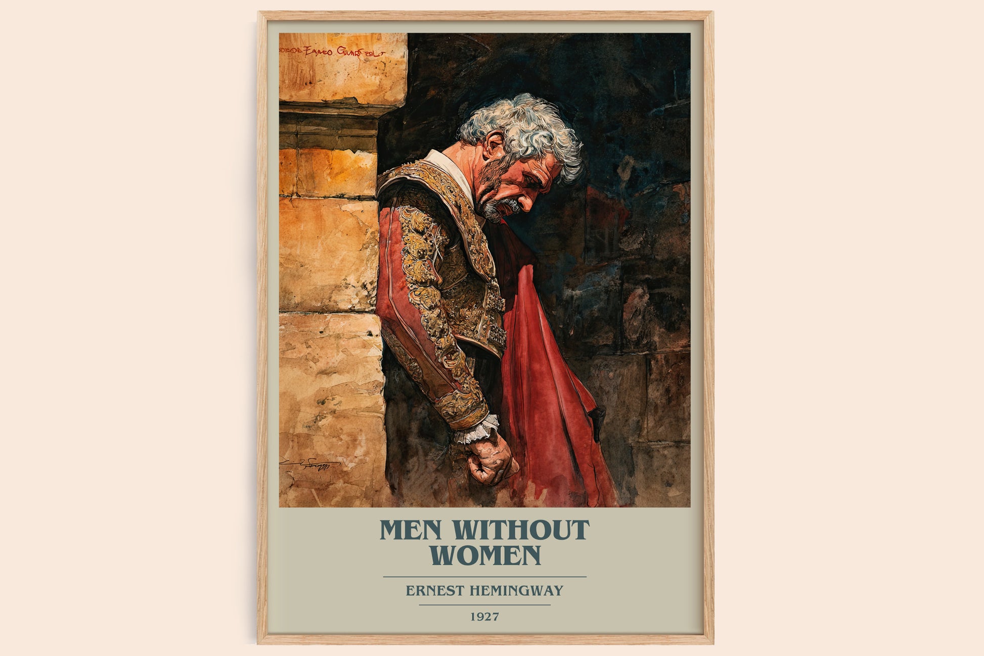 Men Without Women book cover book poster by Ernest Hemingway – framed literary art print
