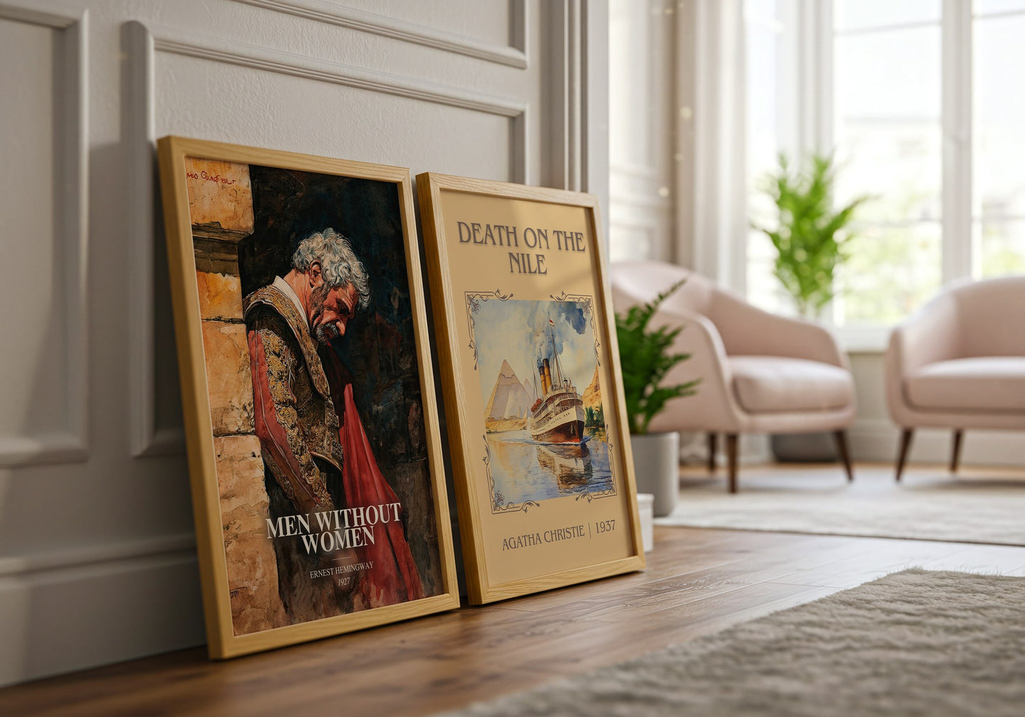 Men Without Women watercolour print framed by window – literary home decor