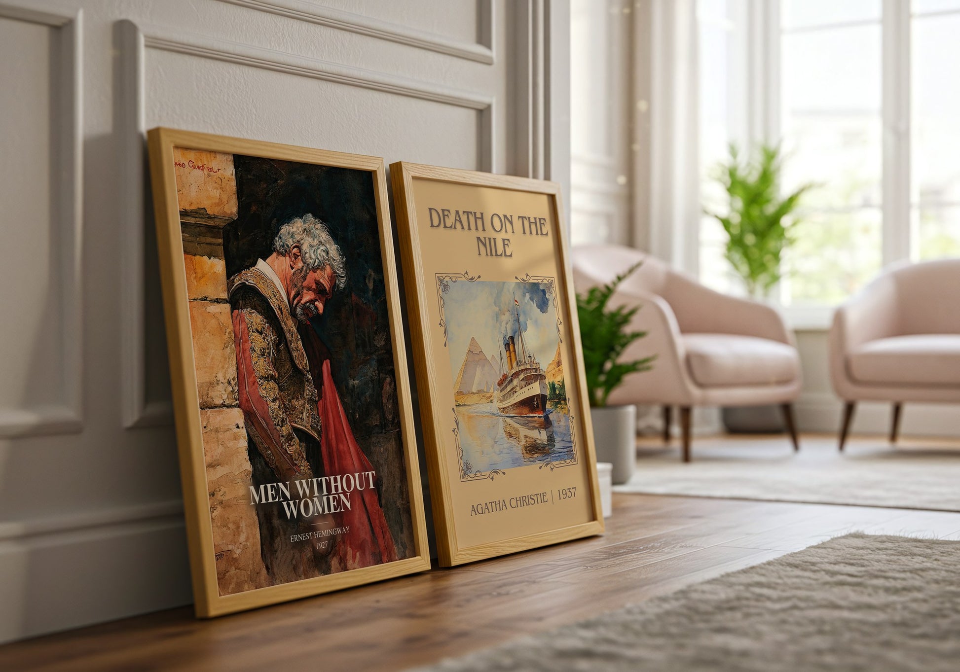 Men Without Women watercolour print framed by window – literary home decor
