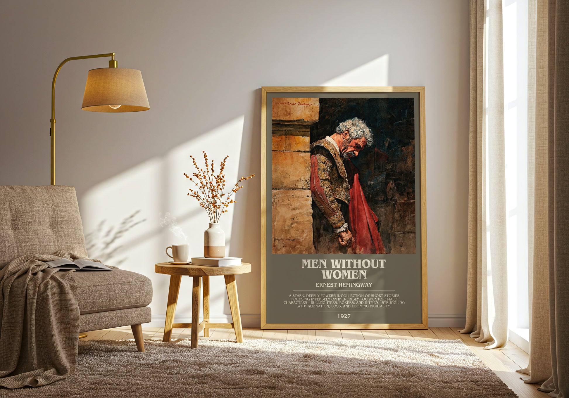 Men Without Women bookish print on bookshelf – Ernest Hemingway fan gift
