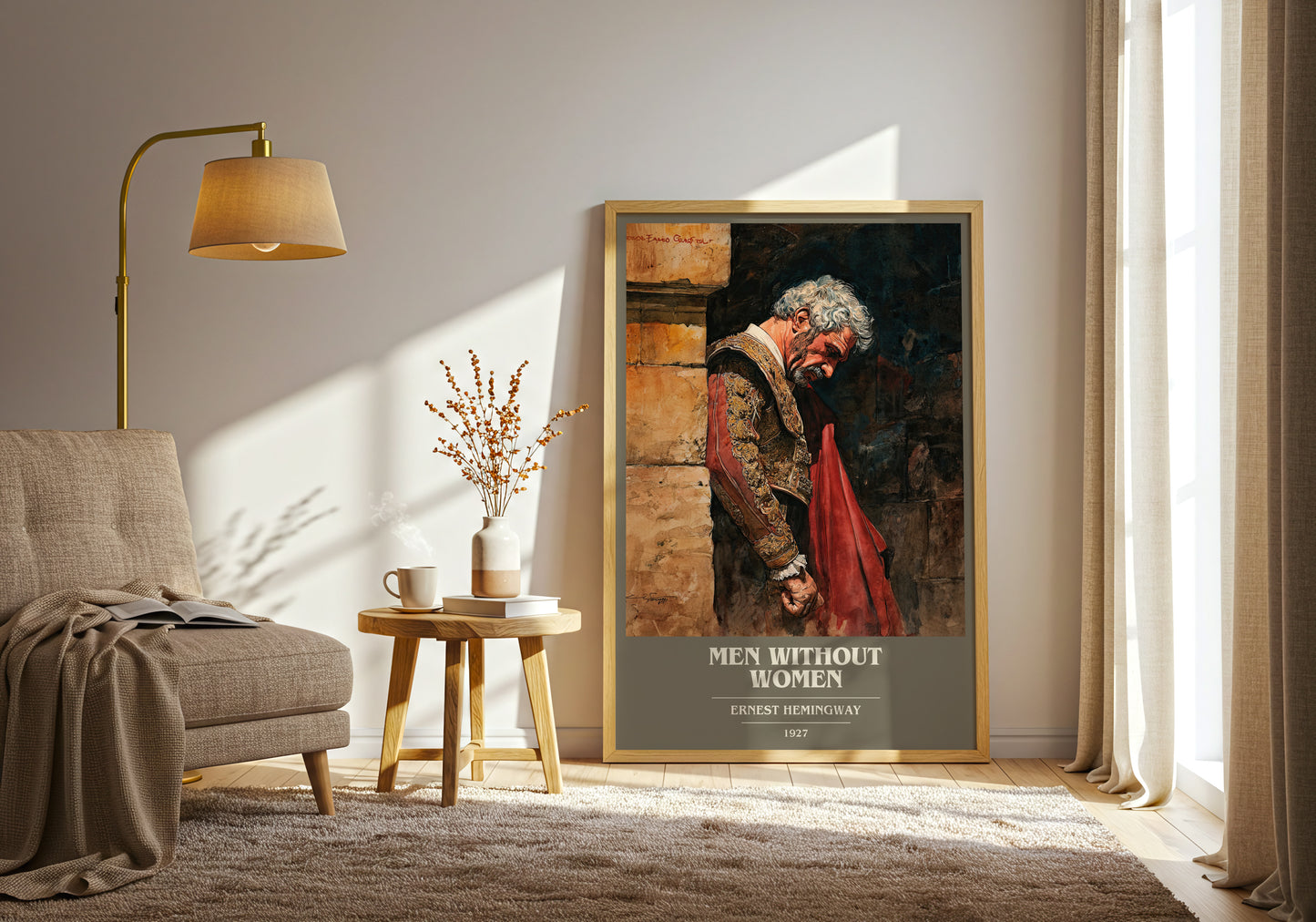 Men Without Women book cover print on bookshelf – Ernest Hemingway fan gift