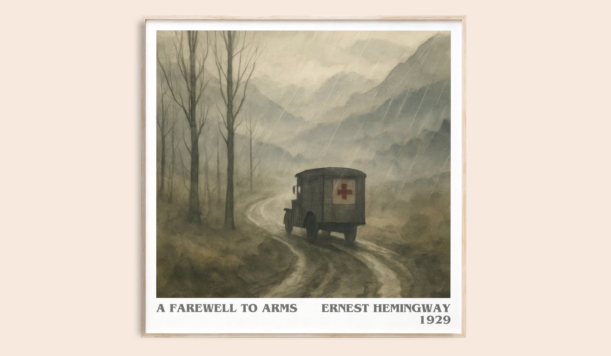 A farewell to arms literary book poster by Ernest Hemingway – framed literary art print
